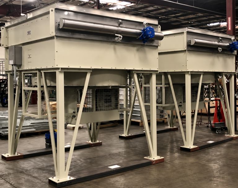 Air-cooled heat exchangers for gas conditioning systems with cooling fans, support structures, and industrial process equipment.