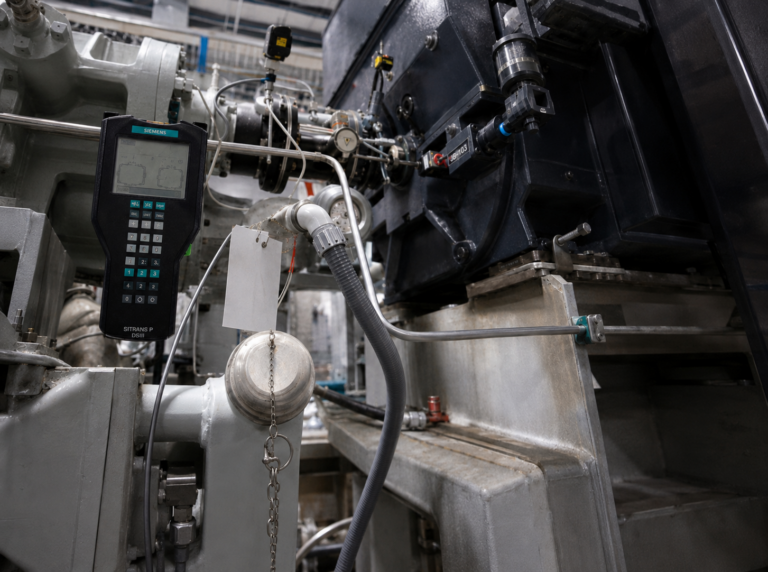 Diagnostic controls and instrumentation on gas processing compressor equipment during field service support.